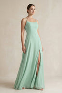 A - Line Chiffon Spaghetti Strap Bridesmaid Dress - SHE IS ME Bridesmaid Dresses