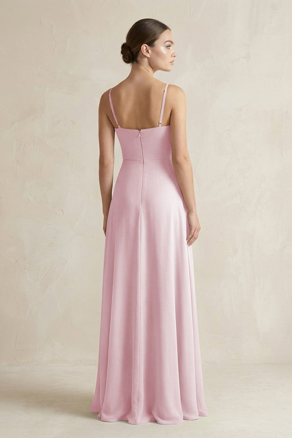 A - Line Chiffon Spaghetti Strap Bridesmaid Dress in Candy Pink - SHE IS ME Bridesmaid Dresses