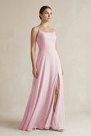 A - Line Chiffon Spaghetti Strap Bridesmaid Dress in Candy Pink - SHE IS ME Bridesmaid Dresses