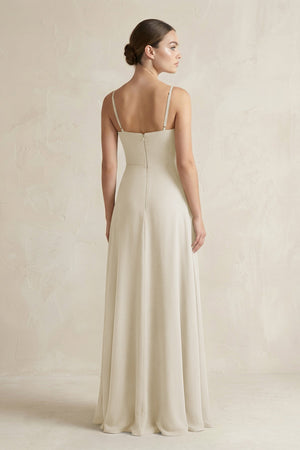 A - Line Chiffon Spaghetti Strap Bridesmaid Dress in Dove Gray - SHE IS ME Bridesmaid Dresses