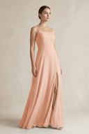 A - Line Chiffon Spaghetti Strap Bridesmaid Dress in English Rose - SHE IS ME Bridesmaid Dresses