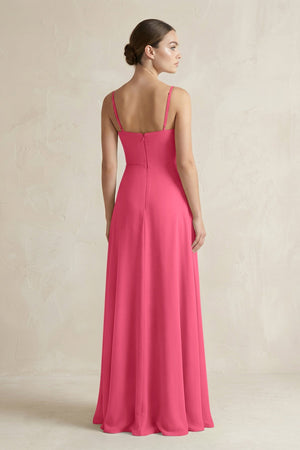 A - Line Chiffon Spaghetti Strap Bridesmaid Dress in Fuchsia - SHE IS ME Bridesmaid Dresses
