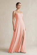 A - Line Chiffon Spaghetti Strap Bridesmaid Dress in Rose Petal - SHE IS ME Bridesmaid Dresses