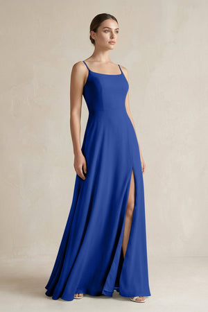 A - Line Chiffon Spaghetti Strap Bridesmaid Dress in Royal Blue - SHE IS ME Bridesmaid Dresses