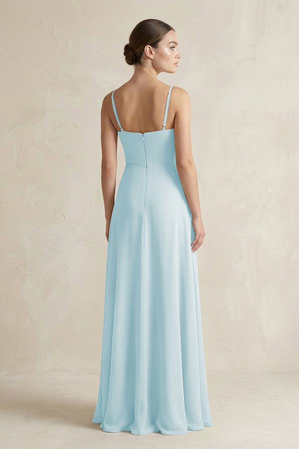 A - Line Chiffon Spaghetti Strap Bridesmaid Dress in Sky Blue - SHE IS ME Bridesmaid Dresses
