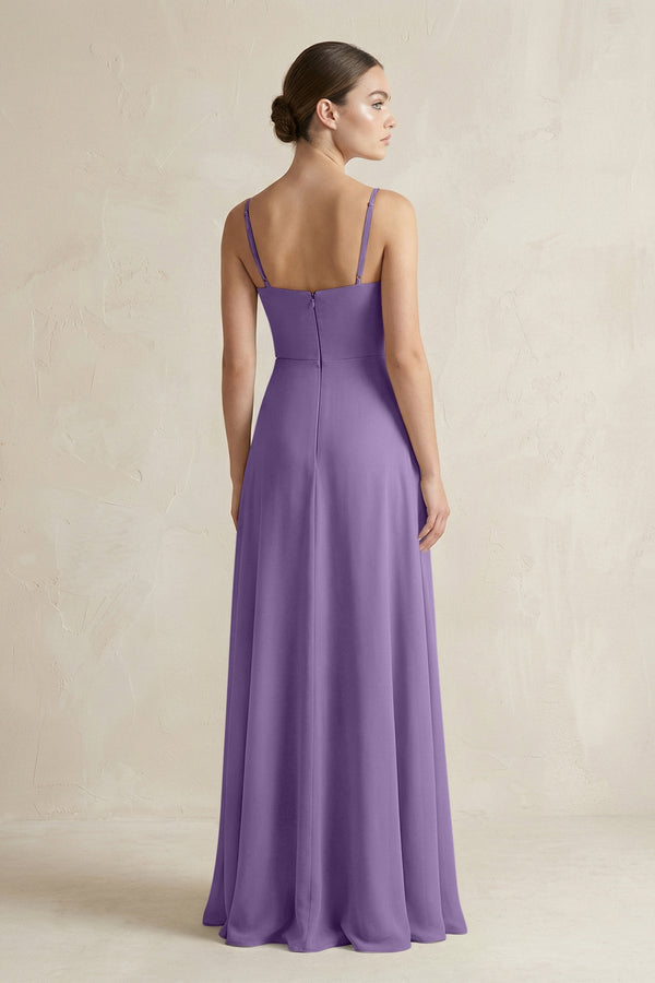A - Line Chiffon Spaghetti Strap Bridesmaid Dress in Tahiti - SHE IS ME Bridesmaid Dresses