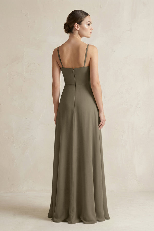 A - Line Chiffon Spaghetti Strap Bridesmaid Dress in Willow Green - SHE IS ME Bridesmaid Dresses