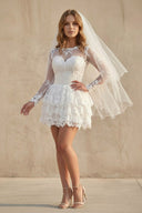 A Line Lace Open Back Wedding Dress in Ivory - SHE IS ME Wedding Dresses