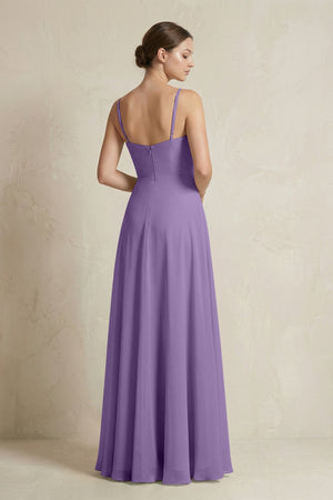 A - Line Ruffled Spaghetti Strap Chiffon Bridesmaid Dress in Tahiti - SHE IS ME Bridesmaid Dresses
