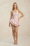 Balloon Draped Mini Dress in Blush