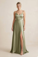 Cami Strap A - Line Shiny Satin Bridesmaid Dress - SHE IS ME Bridesmaid Dresses