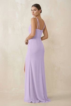 Cami Strap Chiffon Sheath Bridesmaid Gown in Lavender - SHE IS ME Bridesmaid Dresses