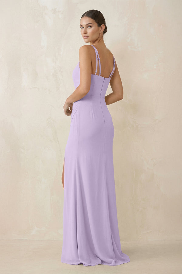Cami Strap Chiffon Sheath Bridesmaid Gown in Lavender - SHE IS ME Bridesmaid Dresses