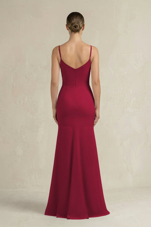 Cami Strap Mermaid Ruffled Chiffon Bridesmaid Dress in Berry - SHE IS ME Bridesmaid Dresses