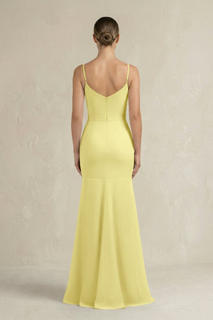 Cami Strap Mermaid Ruffled Chiffon Bridesmaid Dress in Buttercup - SHE IS ME Bridesmaid Dresses