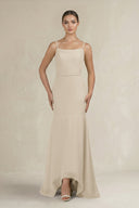 Cami Strap Mermaid Ruffled Chiffon Bridesmaid Dress in Champagne - SHE IS ME Bridesmaid Dresses