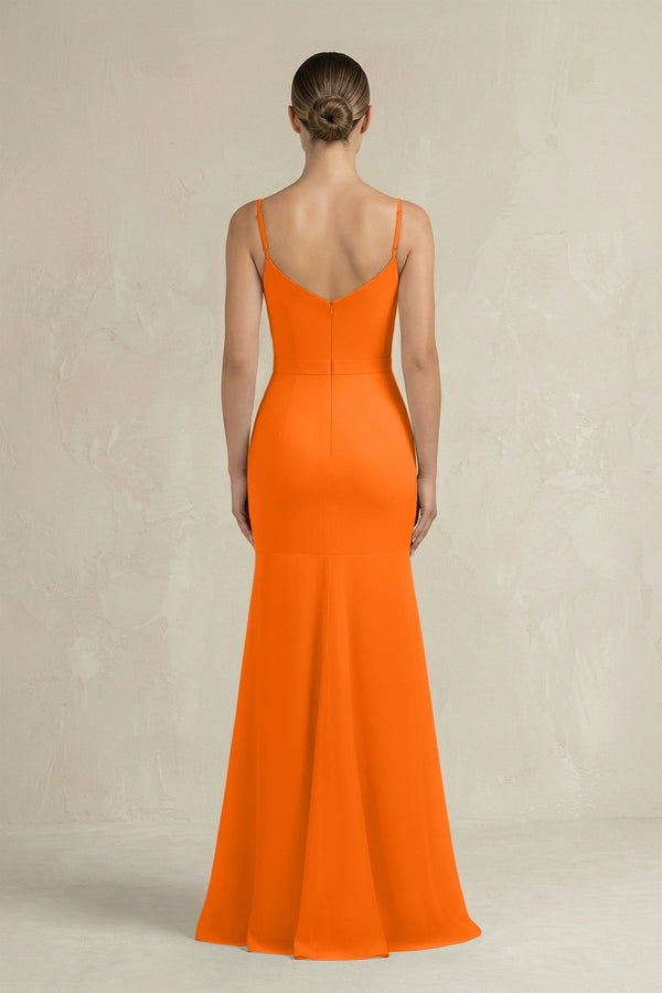 Cami Strap Mermaid Ruffled Chiffon Bridesmaid Dress in Cinnamon - SHE IS ME Bridesmaid Dresses