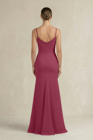 Cami Strap Mermaid Ruffled Chiffon Bridesmaid Dress in Desert Rose - SHE IS ME Bridesmaid Dresses