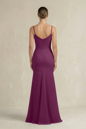 Cami Strap Mermaid Ruffled Chiffon Bridesmaid Dress in Fig - SHE IS ME Bridesmaid Dresses
