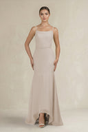 Cami Strap Mermaid Ruffled Chiffon Bridesmaid Dress in Frost - SHE IS ME Bridesmaid Dresses