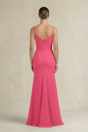 Cami Strap Mermaid Ruffled Chiffon Bridesmaid Dress in Fuchsia - SHE IS ME Bridesmaid Dresses