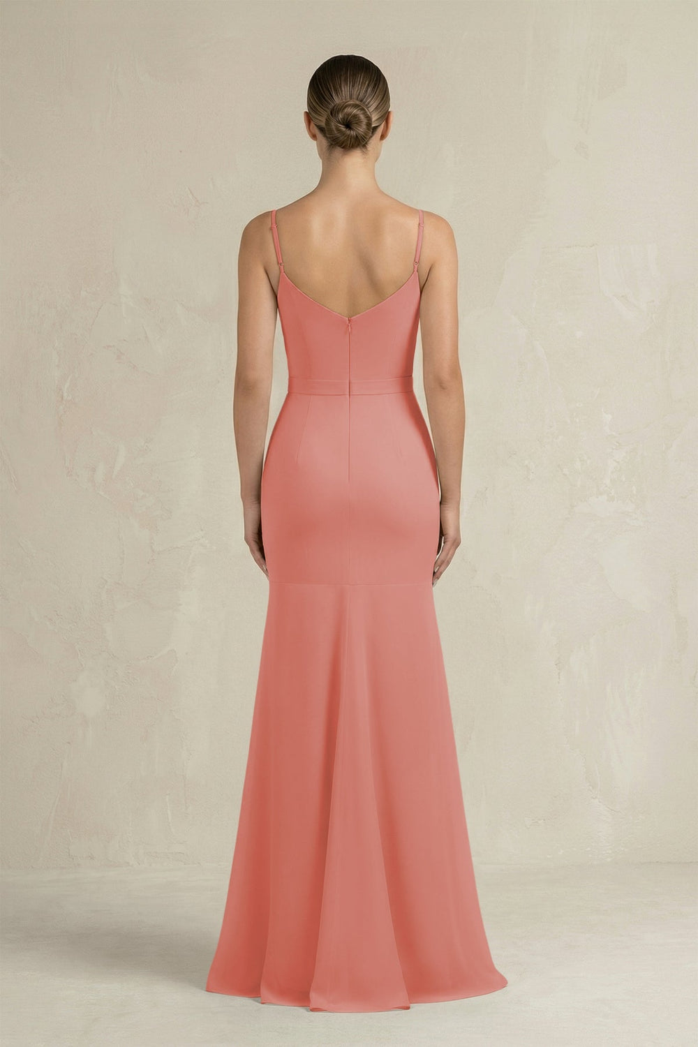 Cami Strap Mermaid Ruffled Chiffon Bridesmaid Dress in Mulberry - SHE IS ME Bridesmaid Dresses