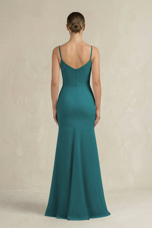 Cami Strap Mermaid Ruffled Chiffon Bridesmaid Dress in Pine - SHE IS ME Bridesmaid Dresses