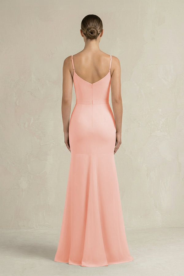 Cami Strap Mermaid Ruffled Chiffon Bridesmaid Dress in Rose Petal - SHE IS ME Bridesmaid Dresses