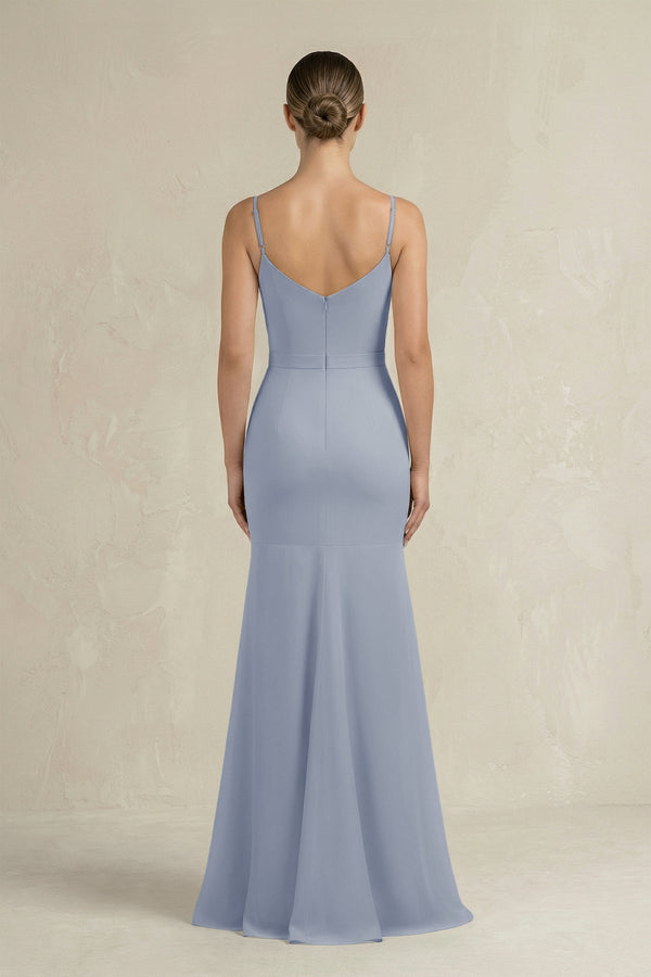 Cami Strap Mermaid Ruffled Chiffon Bridesmaid Dress in Twilight - SHE IS ME Bridesmaid Dresses