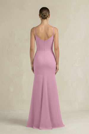Cami Strap Mermaid Ruffled Chiffon Bridesmaid Dress in Vintage Mauve - SHE IS ME Bridesmaid Dresses