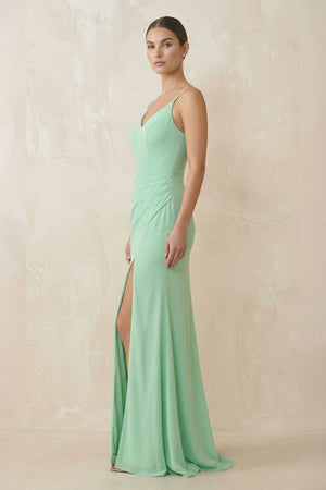Cami Strap Sheath Chiffon Bridesmaid Gown - SHE IS ME Bridesmaid Dresses