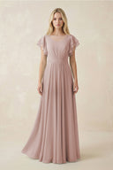 Cap Sleeve Ruffled A - Line Chiffon Bridesmaid Dress in c - SHE IS ME Bridesmaid Dresses