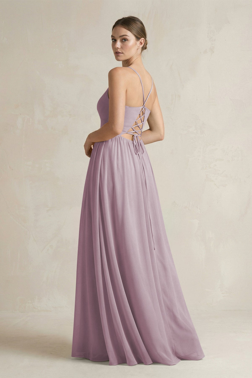 A-Line Spaghetti Strap Chiffon Bridesmaid Dress in Dusk - SHE IS ME BRIDESMAID DRESSES