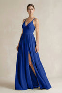 A-Line Spaghetti Strap Chiffon Bridesmaid Dress in Royal Blue - SHE IS ME BRIDESMAID DRESSES