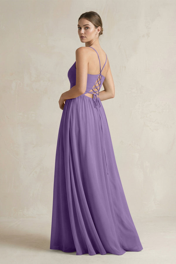 A-Line Spaghetti Strap Chiffon Bridesmaid Dress in Tahiti - SHE IS ME BRIDESMAID DRESSES