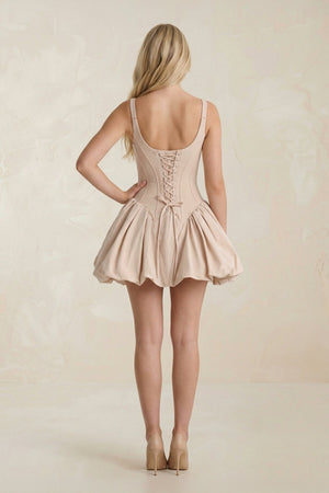 Corset Mini Dress in Champagne - SHE IS ME