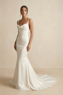 Cowl Neck Mermaid Satin Wedding Dress in Ivory - SHE IS ME Wedding Dresses