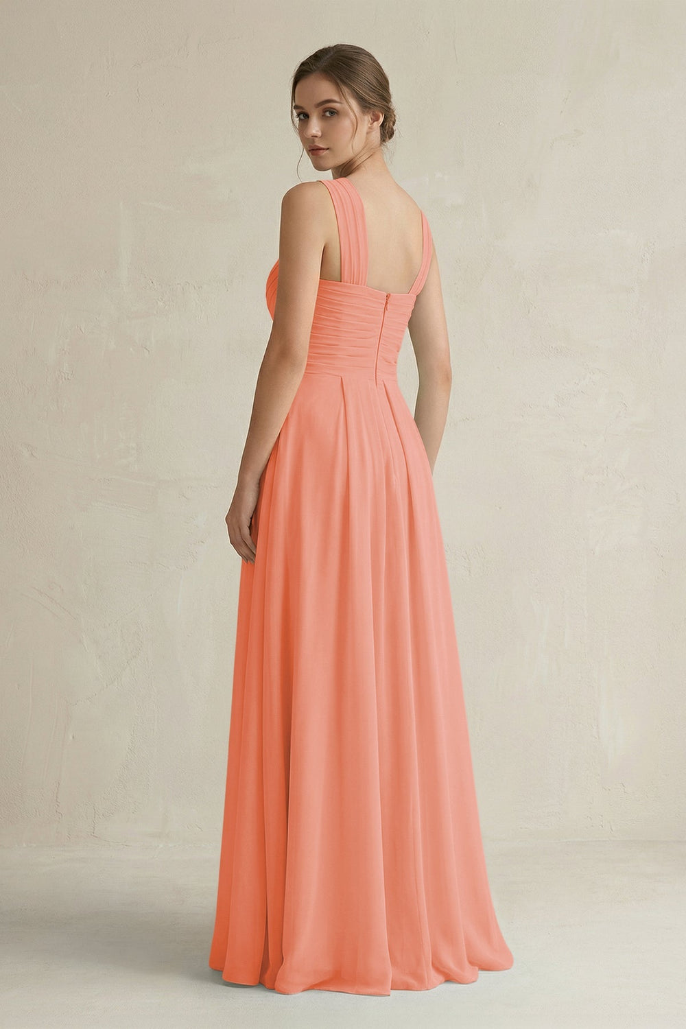Cross Halter Chiffon A - Line Pleated Bridesmaid Dress in Rosette - SHE IS ME Bridesmaid Dresses