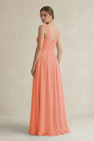 Cross Halter Chiffon A - Line Pleated Bridesmaid Dress in Rosette - SHE IS ME Bridesmaid Dresses