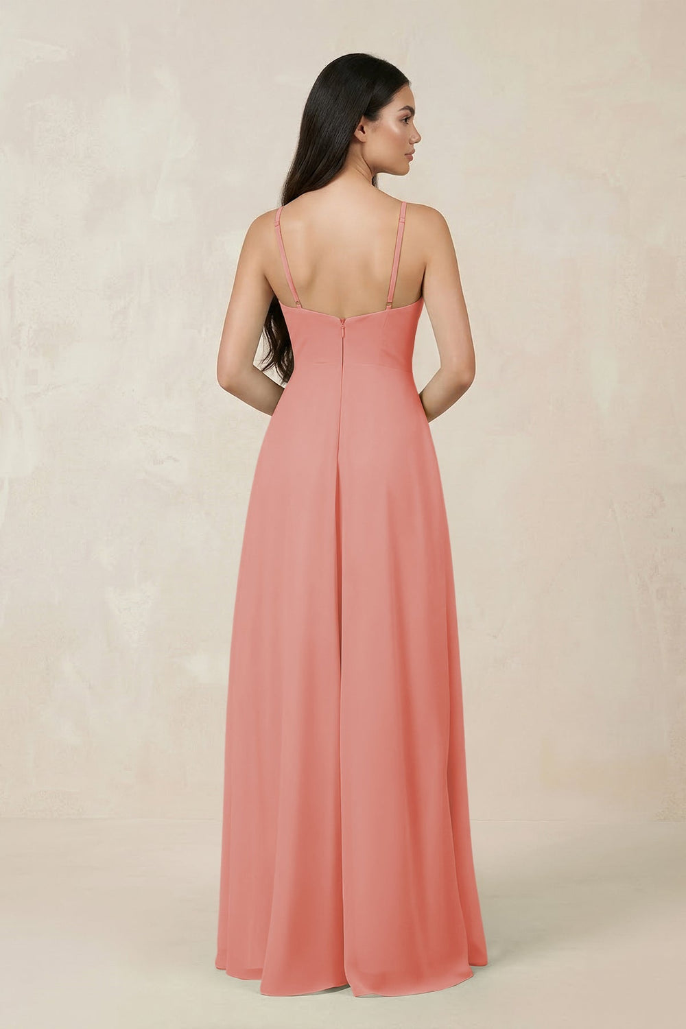 Halter Chiffon A - Line Bridesmaid Dress With Slit in Mulberry - SHE IS ME Bridesmaid Dresses