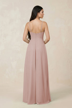 Halter Chiffon A - Line Bridesmaid Dress With Slit in Toffee - SHE IS ME Bridesmaid Dresses