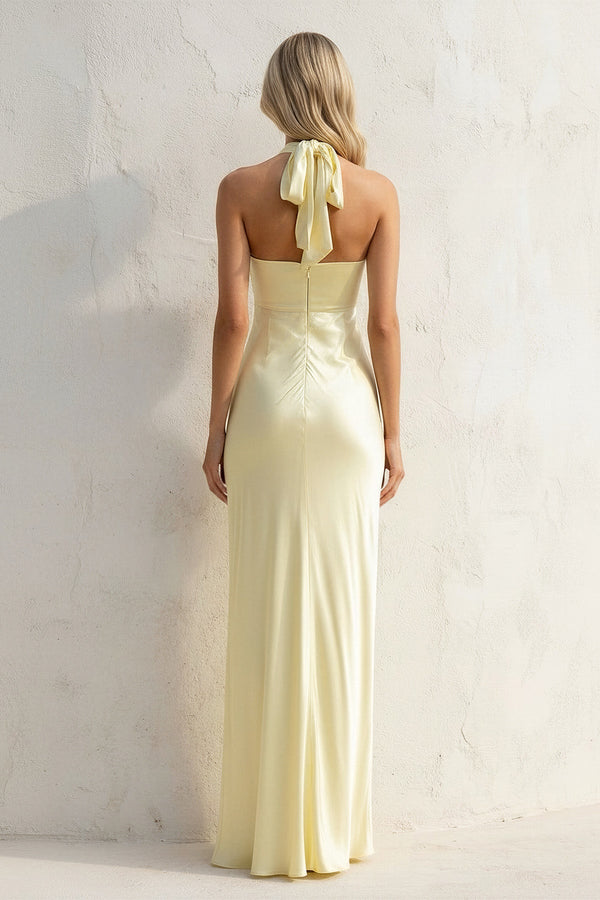 Halter Cutout Maxi Dress in Yellow - SHE IS ME