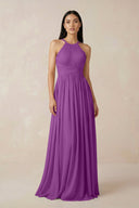Halter Neck A - Line Chiffon Bridesmaid Dress in Amethyst - SHE IS ME Bridesmaid Dresses