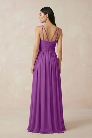 Halter Neck A - Line Chiffon Bridesmaid Dress in Amethyst - SHE IS ME Bridesmaid Dresses