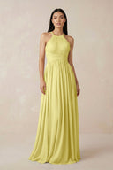 Halter Neck A - Line Chiffon Bridesmaid Dress in Buttercup - SHE IS ME Bridesmaid Dresses