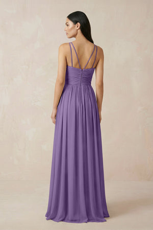 Halter Neck A - Line Chiffon Bridesmaid Dress in Tahiti - SHE IS ME Bridesmaid Dresses