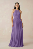 Halter Neck A - Line Chiffon Bridesmaid Dress in Tahiti - SHE IS ME Bridesmaid Dresses