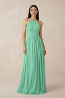 Halter Neck A - Line Chiffon Bridesmaid Dress in Turquoise - SHE IS ME Bridesmaid Dresses