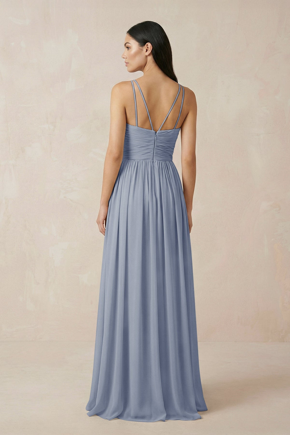 Halter Neck A - Line Chiffon Bridesmaid Dress in Twilight - SHE IS ME Bridesmaid Dresses
