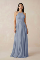 Halter Neck A - Line Chiffon Bridesmaid Dress in Twilight - SHE IS ME Bridesmaid Dresses